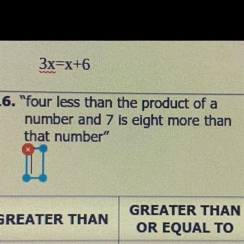 Four less than the product of a number and 7 is eight more than that number-example-1