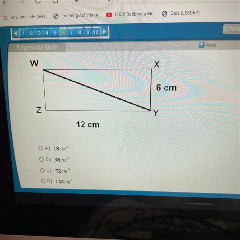 Help O A) 18cm? OB) 36cm OC) 72cm D) 144 cm-example-1