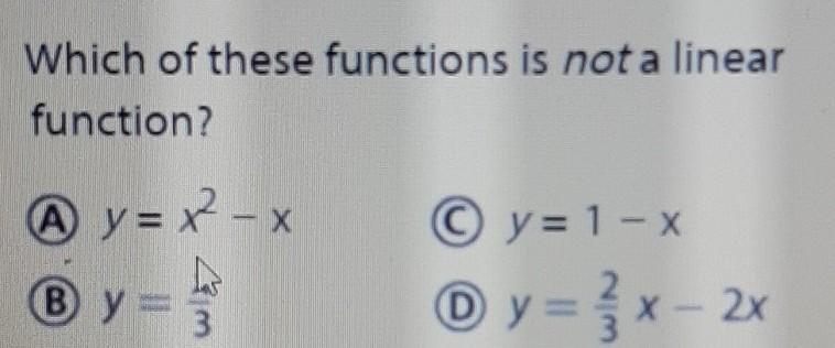 Which of these functions is not a línear function?​-example-1