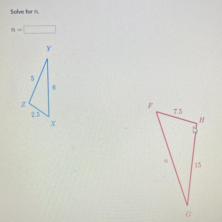 Solve for n. 121 Y 6 Z F 2.5 7.5 H X m2 15 G-example-1