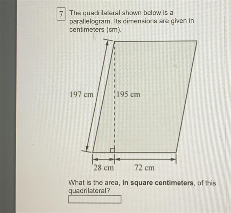 7| The quadrilateral shown below is a parallelogram. Its dimensions are given in centimeters-example-1