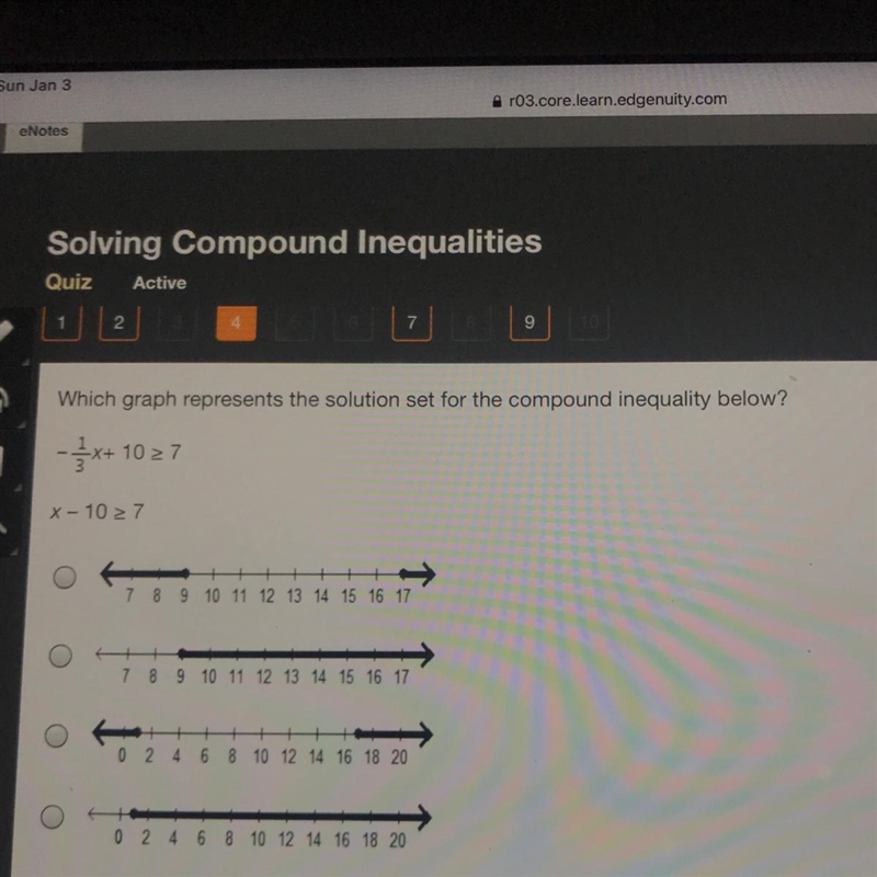 HURRY PLS Which graph represents the solution set for the compound inequality below-example-1