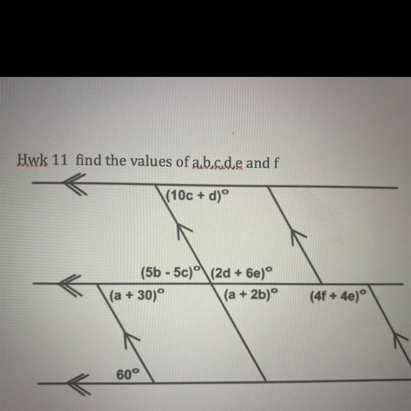 Help please? Find the values of a,b,c,d,e and f-example-1