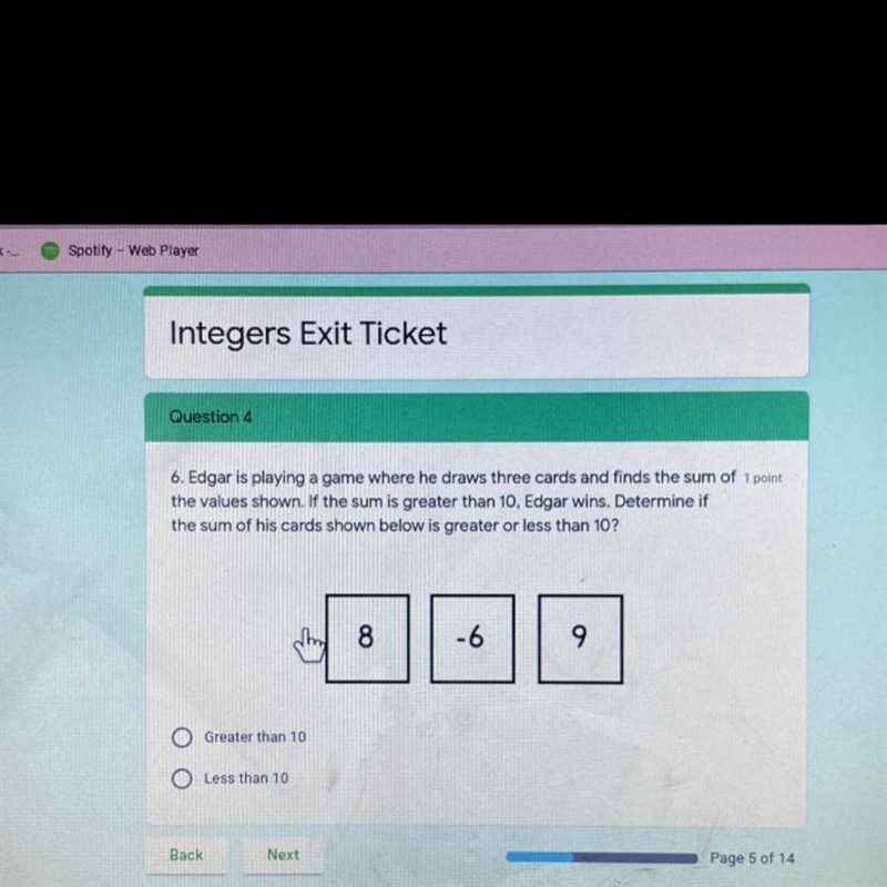 Edgar is playing a game where he draws three cards and finds the sum of the values-example-1