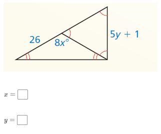 Find the values of x and y in the diagram.-example-1