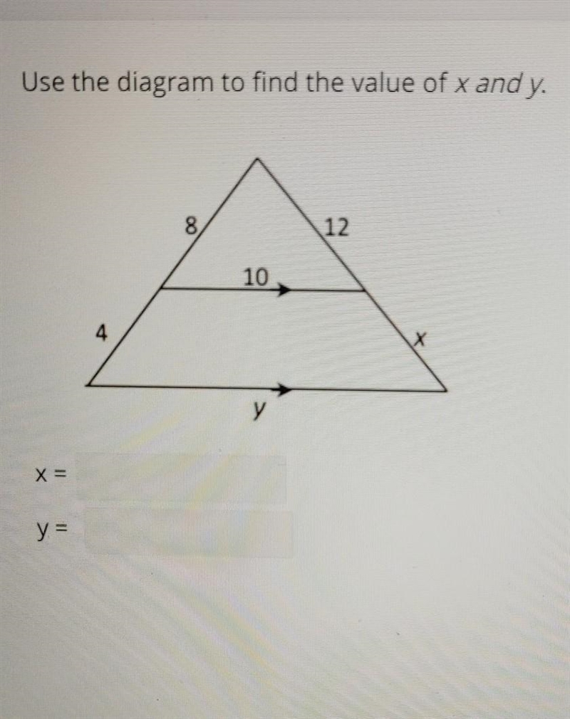 Use the diagram to find the value of x and y​-example-1