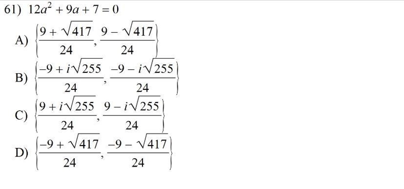 Solve using the quadratic formula. Show all work. Write each solution in simplest-example-1