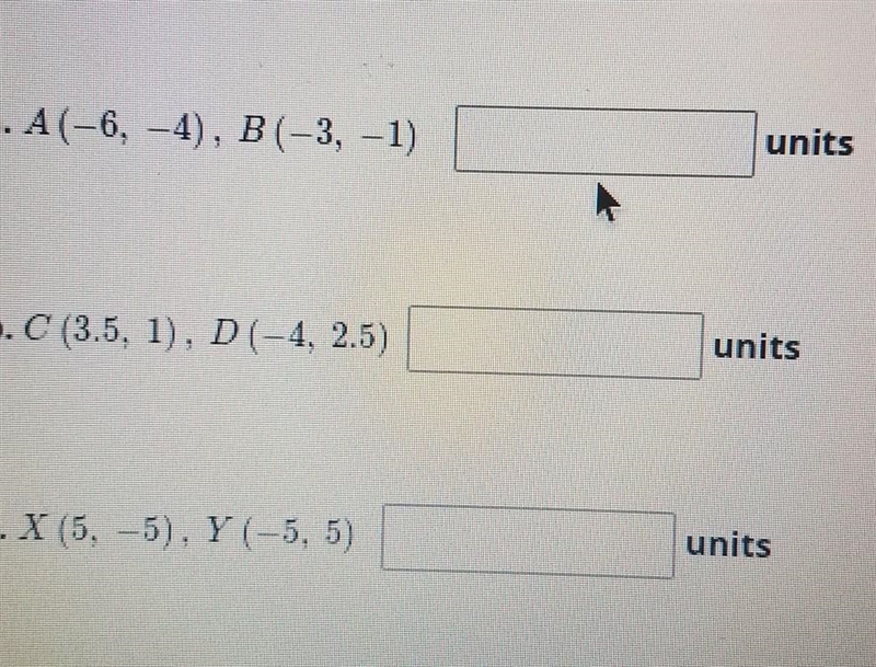 Use the distance formula to find the distance between each pair of points. round to-example-1