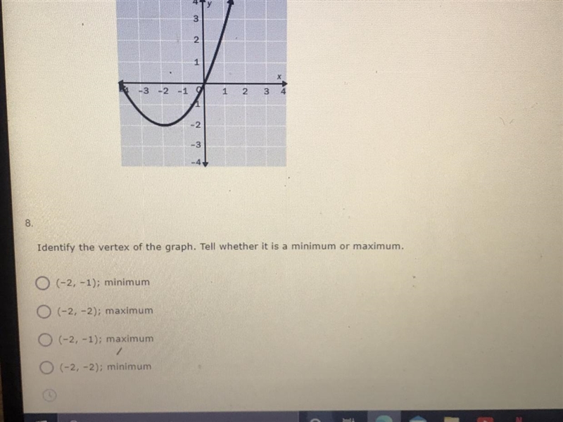 Identify the vertex of the graph. Tell whether it is a minimum or maximum.-example-1