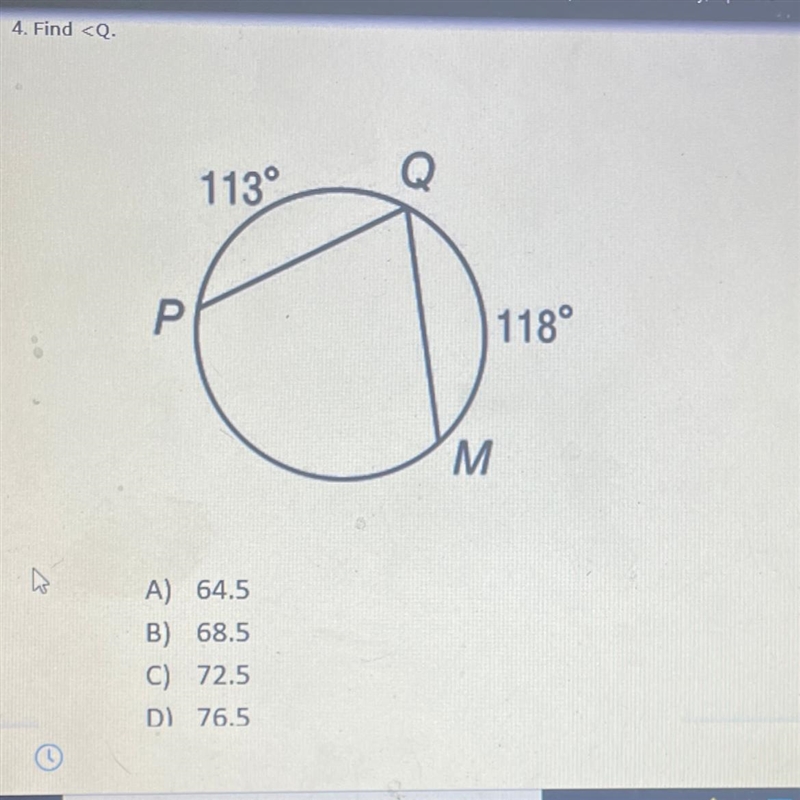 4. Find A) 64.5 B) 68.5 C) 72.5 D) 76.5-example-1