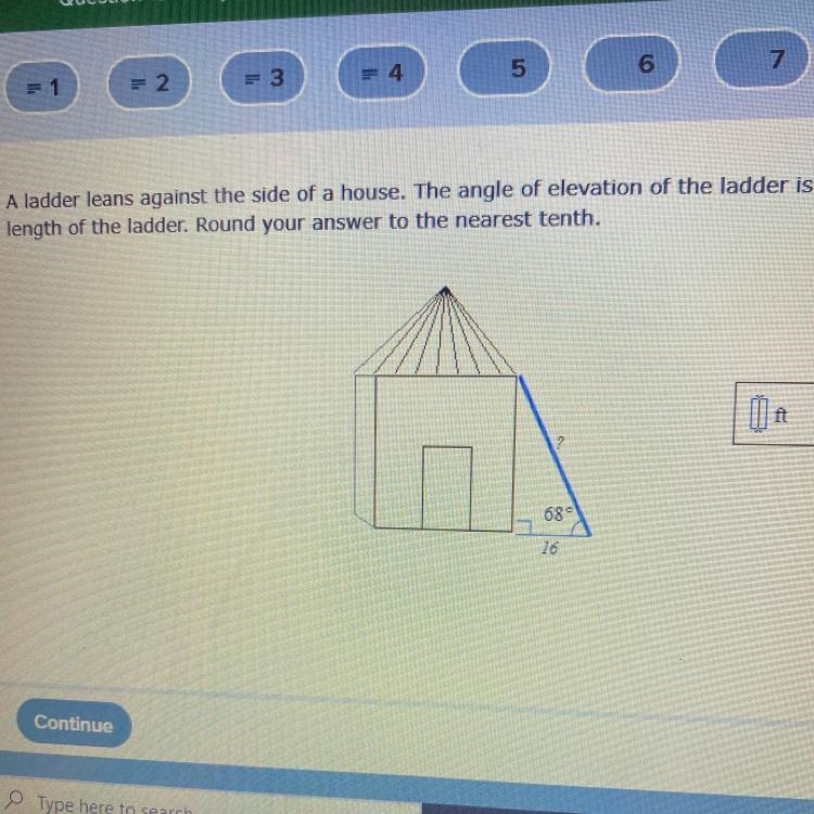 A ladder leans against the side of a house. The angle of elevation of the ladder is-example-1