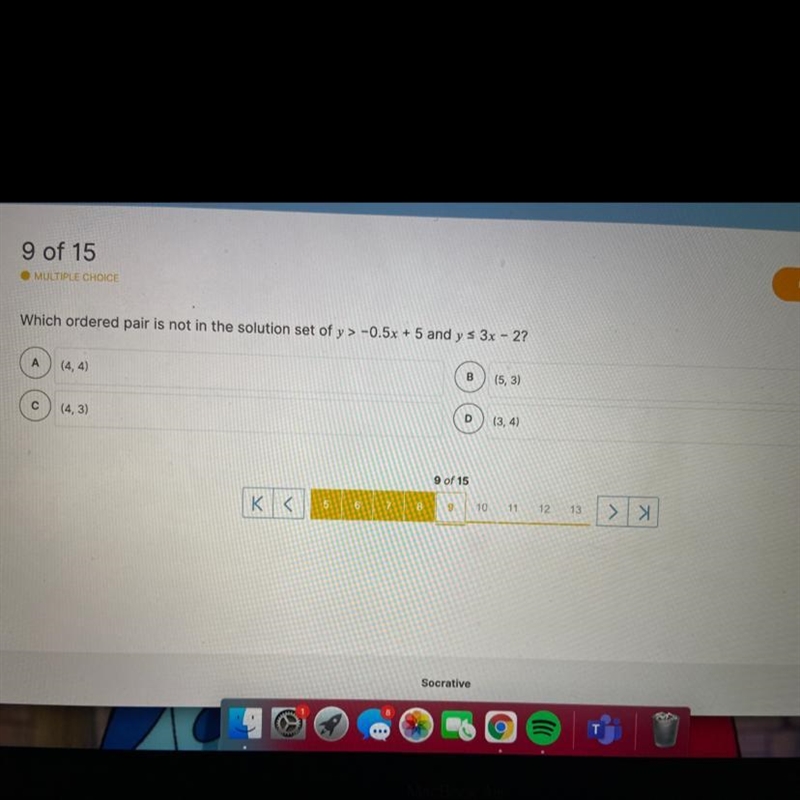 Which ordered pair is not in the solution set-example-1