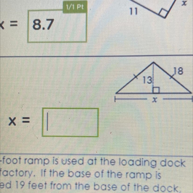 Solve for x round your answer to the nearest tenth 13 18 x-example-1