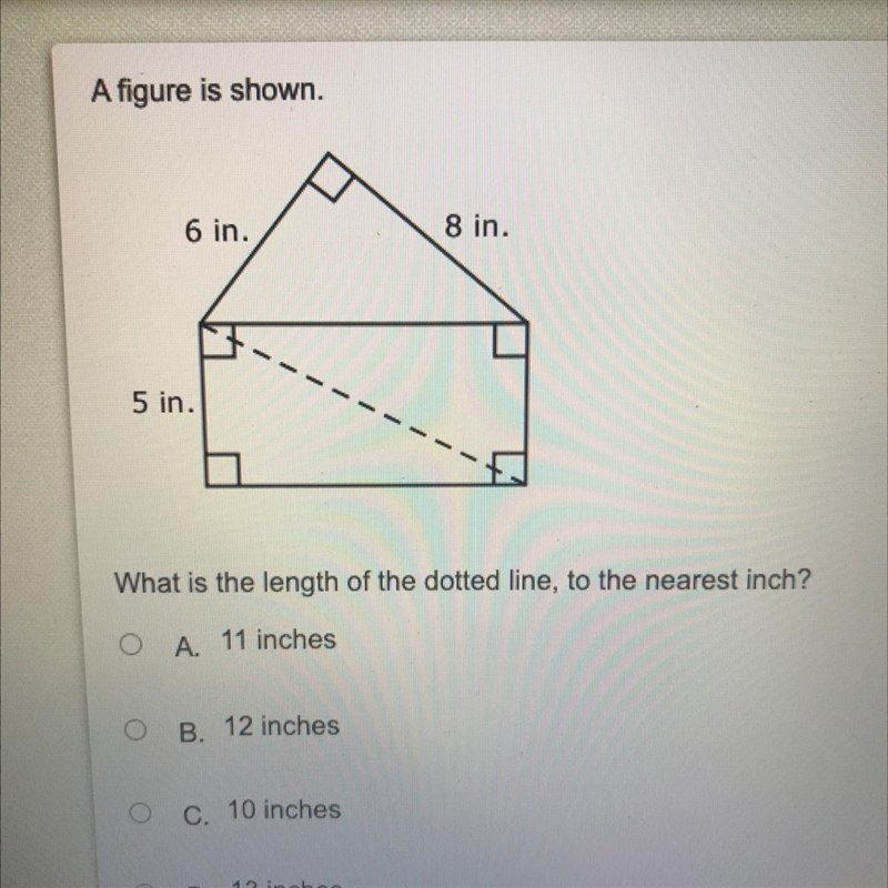 D. 13 inches (PLS HELP!!!!)-example-1