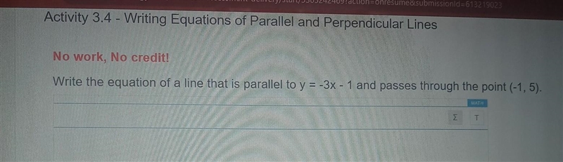 Write the equation of a line that is parallel to y=-3x-1 and passes through the point-example-1