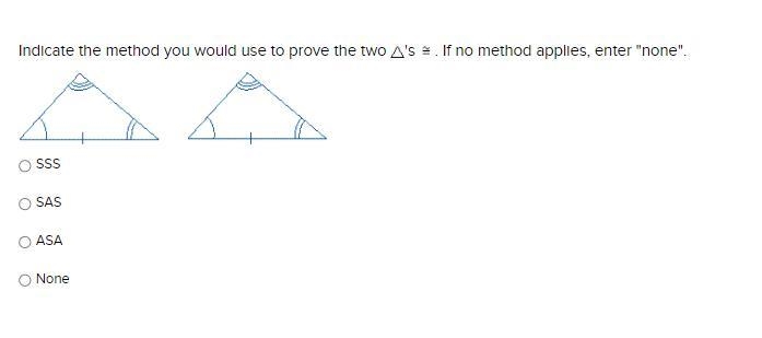 Indicate the method you would use to prove the two 's . If no method applies, enter-example-1