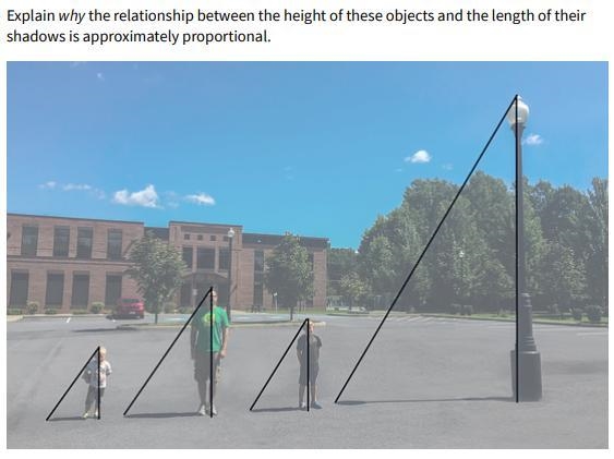 Explain why the relationship between the height of these objects and the length of-example-1