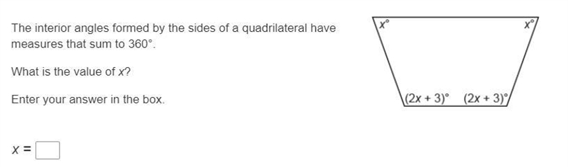 The interior angles formed by the sides of a quadrilateral have measures that sum-example-1