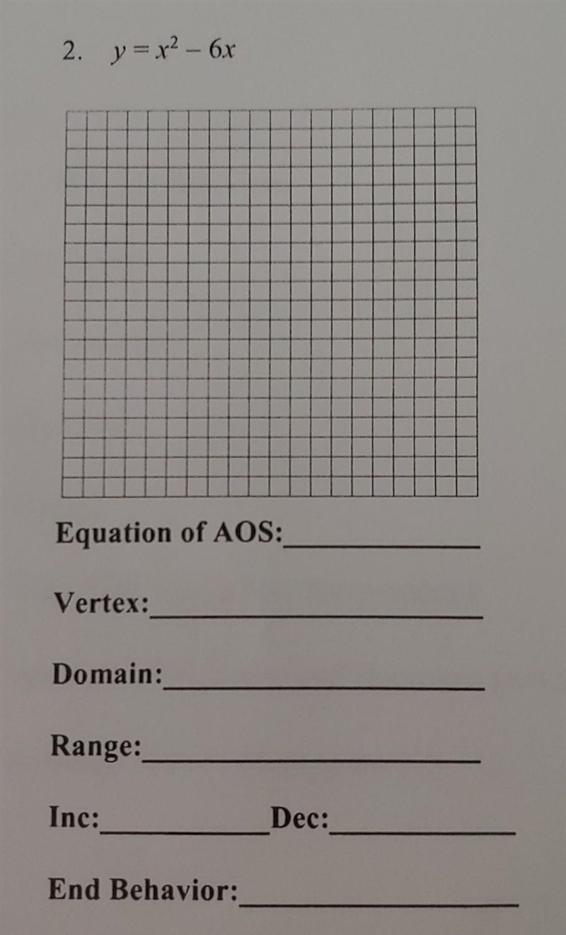 Graph each quadratic equation 2. y = x2 - 6x​-example-1