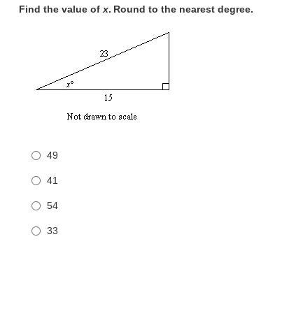 #2 Find the value of x. Round to the nearest degree.-example-1