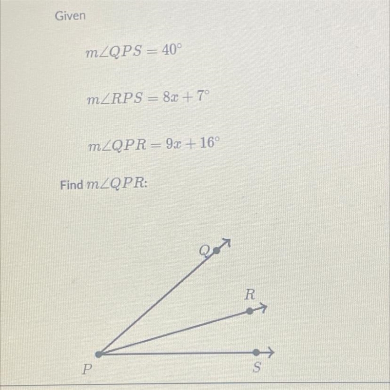 Equation practice with angle addition Find m-example-1