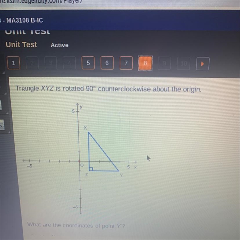 What are the coordinates of point Y? 1. (4,-2) 2. (1.4) 3. (-4,1) 4. (-1,-4)-example-1