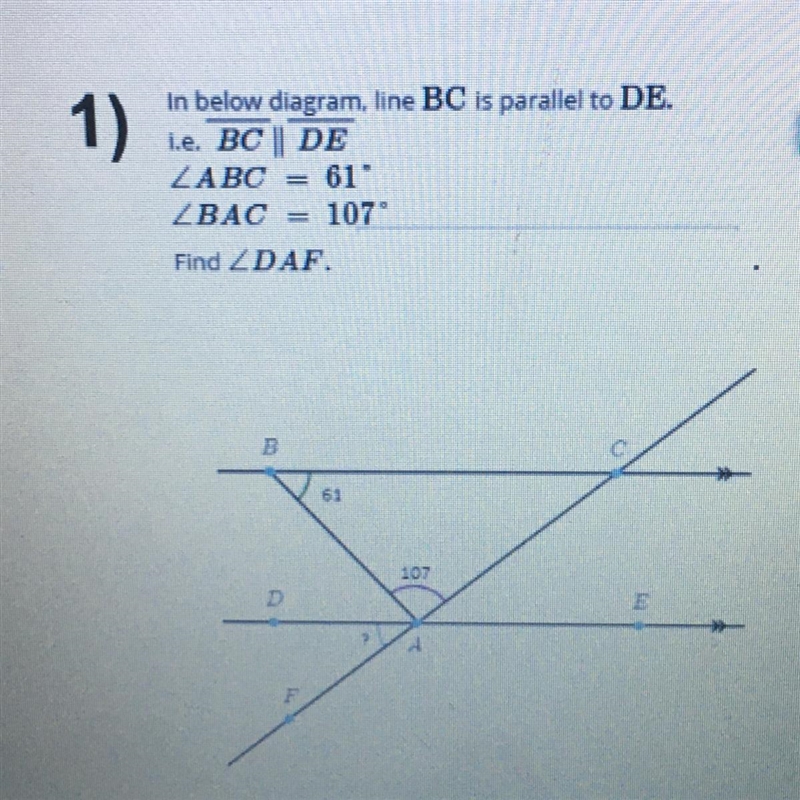 In below diagrams, line BC is parallel to DE.-example-1