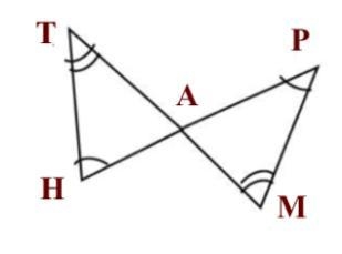 Veronica tells another classmate that ΔHAT is congruent to ΔPAM because of the AAA-example-1