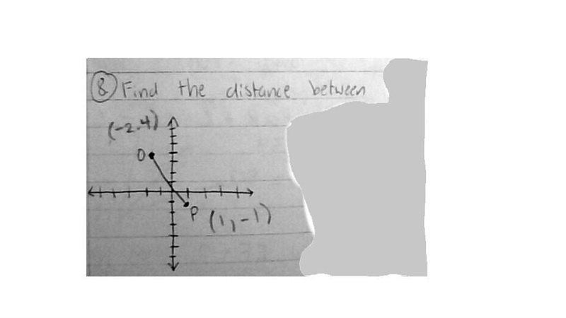 Find the distance between line OP the x's and y's are given please answer this with-example-1