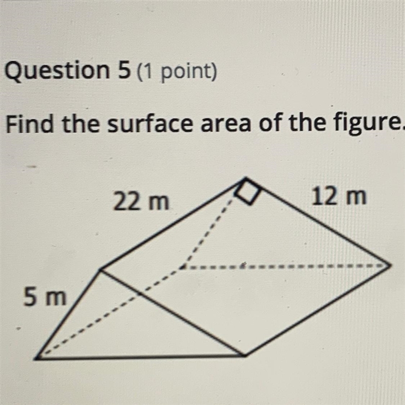 Find the surface area of the figure. 22 m 12 m 5 m-example-1