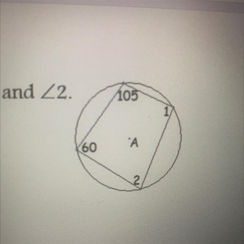 Find the measures of <1 and <2.-example-1