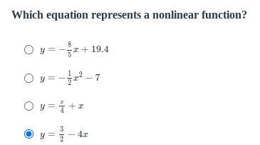 Which equation represents a nonlinear function-example-1