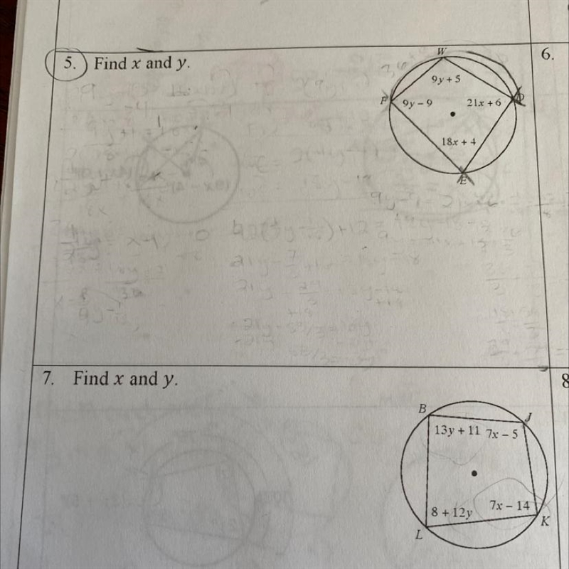 7. Find x and y. I can’t figure these out pls help-example-1