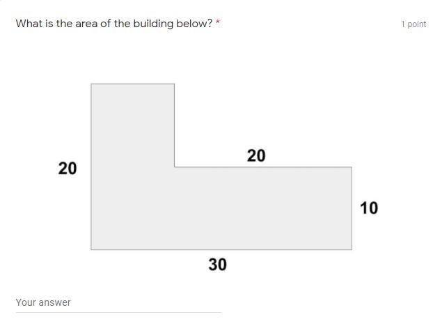 What is the area of the building below? *-example-1