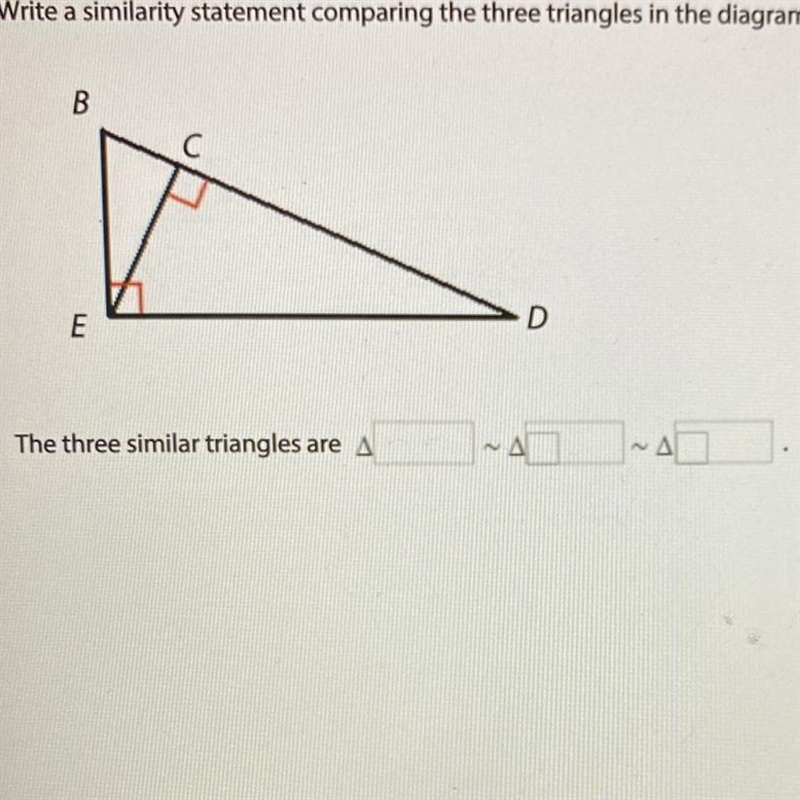 Write a similarly comparing the three triangles in the diagram-example-1