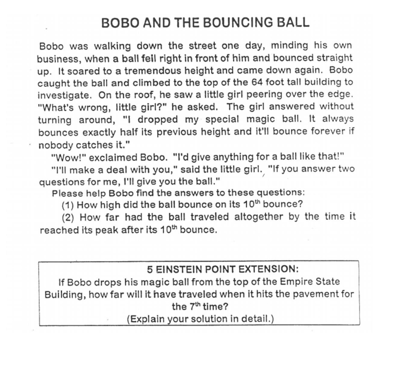 Bobo and the Bouncing Ball Math Problem Please help me solve it. There are 3 questions-example-1