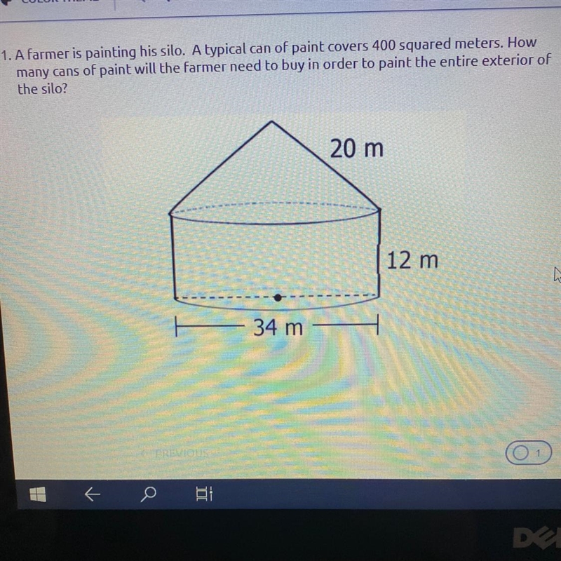 A farmer is painting his silo. A typical can of paint covers 400 squared meters. How-example-1