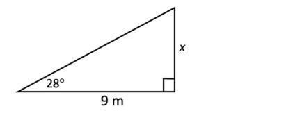 Use a trigonometric ratio to find the length of x in the triangle. Give your answer-example-1