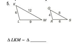 Complete the similarity statement for the similar figures then find the scale factor-example-1