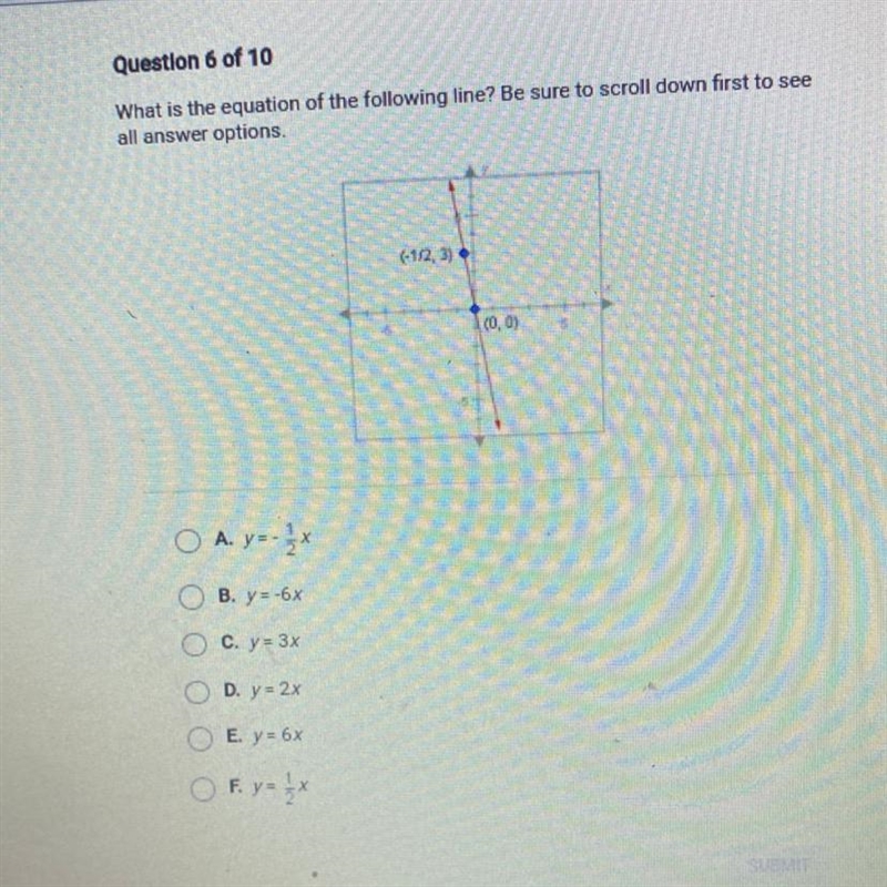 What is the equation of the following line? Be sure to scroll down first to see all-example-1