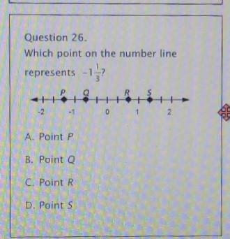 Which point on the number line represents -1 1/3?​-example-1