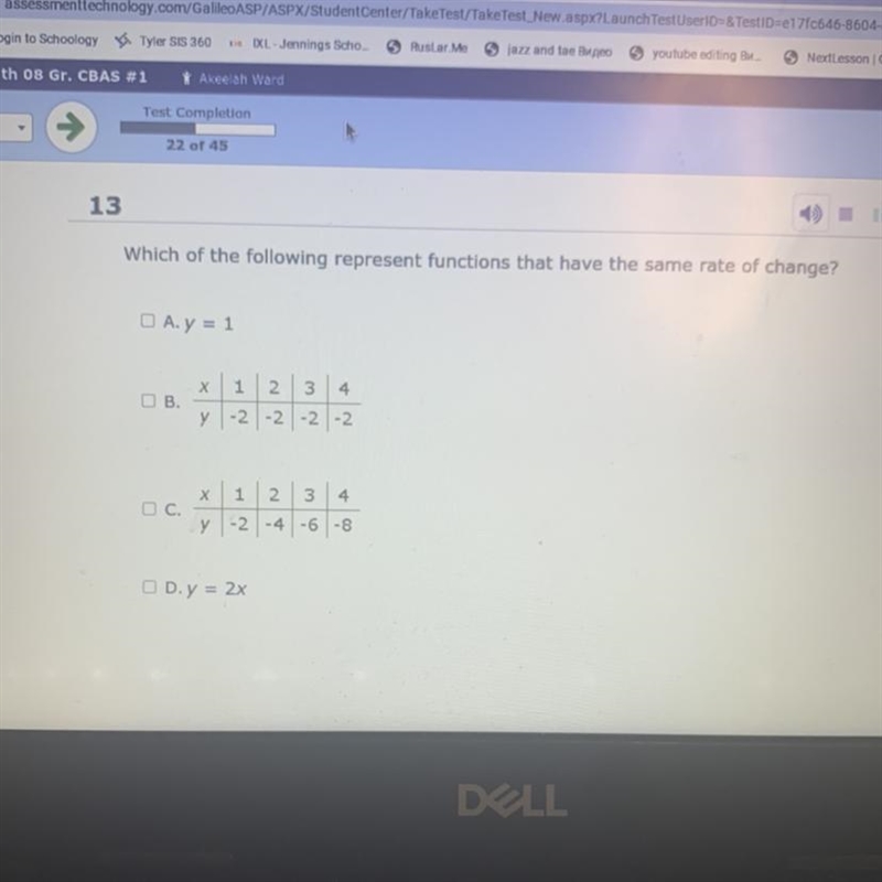 13 = Which of the following represent functions that have the same rate of change-example-1