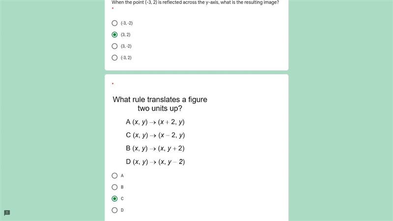 What rule translates a figure two units up?-example-1