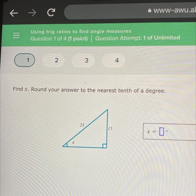 Find x. Round your answer to the nearest tenth of a degree-example-1