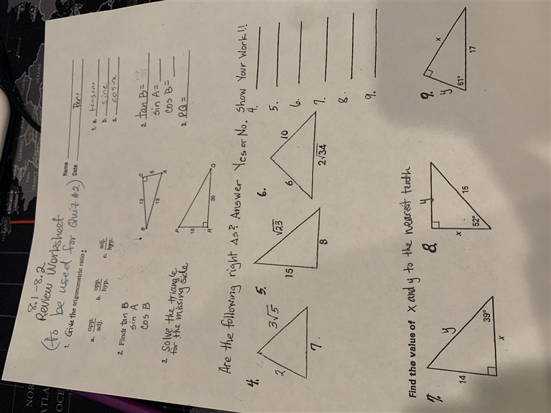 Geometry review worksheet-example-1