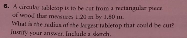 What is the radius of the largest tabletop that could be cut?-example-1