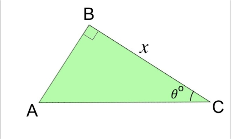 Given that x = 9 m and θ = 33°, work out AB rounded to 3 SF.​-example-1