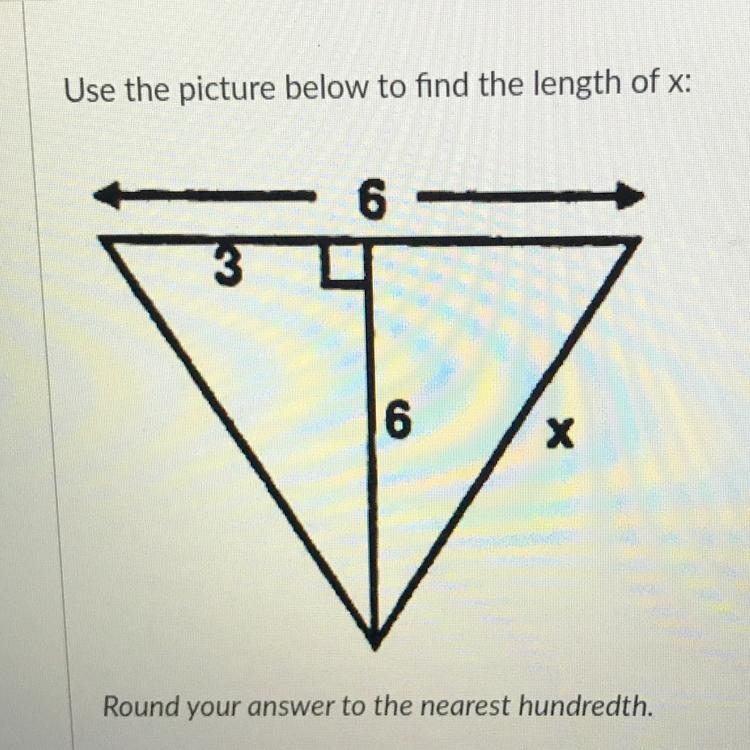 Find the length of x. Round to nearest hundredth.-example-1