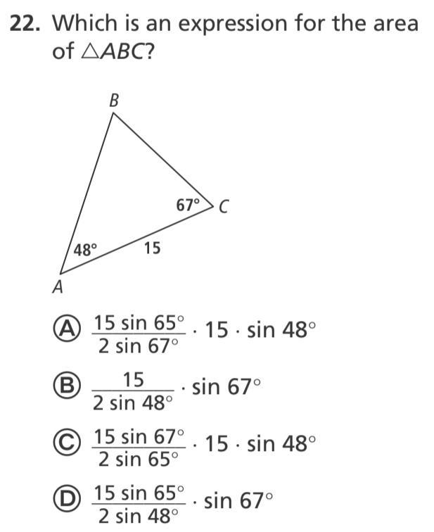 Which is an expression for the area of △ABC?-example-1