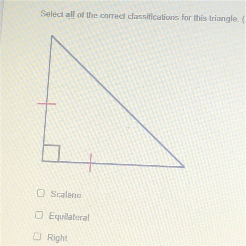 Select all of the correct classifications for this triangle. There may be more than-example-1